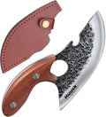 Huusk Knives, Viking Boning Knife for Meat Cutting, Small Ulu knives, Caveman Ultimo Knives Hand Forged Full Tang Knives for Kitchen or Camping Christmas Gift