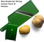 Fixed Thickness Vegetable Slicer – Ultra-Thin Cabbage Shredder for Salads, Jicama Tacos, Onion, Potato Chips – Fine Fluffy Cuts Mandoline Kitchen Tool(Green)