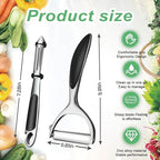 Vegetable Peeler - Stainless Steel Ultra Sharp Shape Potato Peelers, Non-Slip Soft Grip Handle, Y and I Effortless Carrot & Fruit Peeling 5-in-1 Peeler Set