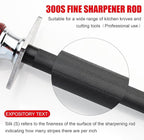 Azhou 12 Inch Superfine Sharpening Steel for Knives, HRC 66±1 German Carbon Steel Knife Sharpener with Oxidation-treated, Knife Sharpening Rod with Wooden Handle, Professional Honer Rod