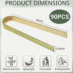 90 Pcs Natural Bamboo Food Tongs, Mini Disposable Wooden Long Toast Tongs, Small Cooking Utensils for Charcuterie, Catering, Party Supplies(3.94 Inch)