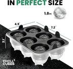 Large Round Ice Cube Trays - Set of 2, Silicone Ice Ball Molds for Chilly Drinks, Perfect Whiskey Ice Molds, for Cocktails - BPA-Free