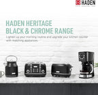 Haden Coffee Machine, 12 Cup Programmable Drip Coffee Maker with Auto Shut-Off Function and Reusable Washable Water Filter, Black & Chrome