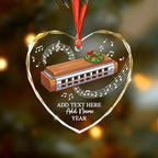 Personalized Harmonica Musical Instrument Glass Ornaments, Harmonica Christmas Tree Ornament 2025, Custom Music Lover Christmas Ornament with Text Name & Year, Keepsake Gift for Music Teacher