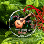 Ukulele Musical Instrument Glass Ornament Xmas 2025, Personalized Instrument Christmas Ornament Gift for Ukulele Player, Ukulelist Keepsake Christmas Tree, Custom Text & Name Musician Glass Ornaments