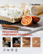 2 Value Pack 15in x 242ft, 300 Sq.Ft Unbleached Parchment Paper Roll for Baking, Katbite Parchment Baking Paper with Serrated Cutter, Non-stick Roll for Cooking, Air Fryer, Steaming, Bread