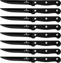G.a HOMEFAVOR Steak Knife Set: 8-Piece Stainless Steel Sharp Serrated Knives Set with PP Handle for Kitchen, Full Black