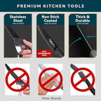 Home Hero High-Carbon Stainless Steel Steak Knife Set - Sharp Serrated Knives & Nonstick Coating - Ergonomic TPR-Coated Handles - Rust-Resistant Blades & Hand Wash - 8-Piece Set, Black