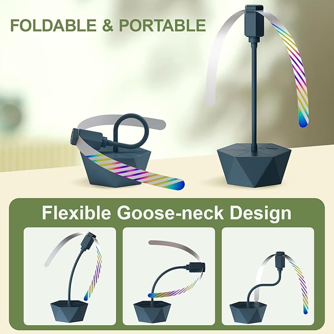 Portable Battery Powered Fly Fans for Tables Up to 15 Hours Working Time, 4-Pack Indoor Outdoor Food Fan with Flexible Goose-Neck Blades for Home Restaurant Party Picnic Patio BBQ, Navy Blue
