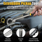 SHALL Collapsible Magnetic Tool Parts Tray and Telescoping Magnetic Pickup Tool Set, 3-Piece Silicone Foldable Magnetic Bowls & 25LBS Force Extendable Magnet for Mechanic Screw Bolts Nuts Washers Pins