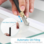Glass Cutter 2mm-20mm, Upgrade Glass Cutting Tool with Glass Cutting Oil, Pencil Style Oil Feed Carbide Tip Glass Cutter for Mirror/Tiles/Mosaic.