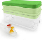 Satax Silicone & Plastic Ice Cube Trays with Lids and Bin - Durable, BPA-Free, Easy Release, Perfect for Cocktails, Coffee & More (2, green)