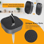 Ninonly Knife Block Without Knives 2 in 1 Universal Square Knife Holder for Kitchen with Scissors Slot Space Saving Detachable Kitchen Knife Storage