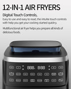 12-IN-1 Large Air Fryer, Non Toxic Steam Air Fryers with Superior Airflow, Self-Cleaning Smart Digital Air Fryer, Air Fry, Roast, Reheat, Dehydrate, Air Crisp Technology with 420F, 7.5 QT