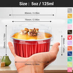 EUSOAR Aluminum Foil Muffin Cupcake Ramekin, 50pcs 5oz 125ml Disposable Aluminum Foil Muffin Cupcake Liners Cups with Lids, Disposable Aluminum Foil Cupcake Baking Cups Holders Cases Boxes Pans