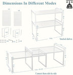 Set of 2 Kitchen Cabinet Organizer Shelf Stackable Sturdy Metal Counter Countertop Pantry Storage Rack