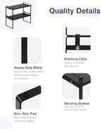 Nxconsu 2Pack Cabinet Shelves Stackable Shelf Organizer Rack Riser for Kitchen Cabinet Pantry Cupboard Counter Countertop Home Organization Storage Space Saver Heavy Duty Metal Nonslip Black