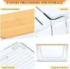 6 Pack Clear Stackable Storage Bins with Bamboo Lids, Trash Bag Holder Dispenser Under Sink Organizer for 4-13 Gal Bags, Plastic Storage Containers for Pantry Bathroom Kitchen Organization