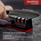 Kitchen Knife Sharpener - Complete 3-stage Knife Sharpener CS-T01 with Diamond Dust Rods, Sturdy Design, Non-slip Base Pat, Easy and Safe to Use, Fast and Effective Manual Sharpening Tool