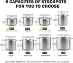 Cooks Standard Stockpots Stainless Steel, 8 Quart Professional Grade Stock Pot with Lid, Silver