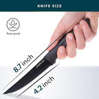 Home Hero Steak Knife Set - Effortless Cutting & Serrated Steak Knives - Rust-Resistant Stainless Steel Blades & Cutlery Set - Comfort-Grip Handles & Kitchen Knife Set - Pack of 4, Black