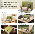 Matcha Whisk Set with Ceramic Bowl - Bamboo Whisk (Chasen), Scoop, Sifter & Holder - Complete Kit for Traditional Matcha Tea - Unique Gifts for Tea Lovers (Sakura Moss Fade)