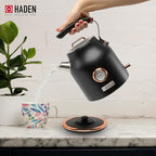 Haden Dorset 1.7 Liter Stainless Steel Electric Kettle, Hot Water Kettle with 360-Degree Base and Auto Shutoff, Black & Copper