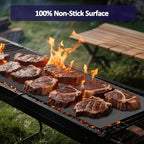 UBeesize 13x90 Inch Grill Mats Roll for Outdoor Grill- Heavy Duty Non-Stick BBQ Grilling Mat & Oven Liner, Reusable, Easy to Clean - Cut to Custom Fit Oven, Gas, Charcoal, and Electric BBQ