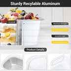 EUSOAR Disposable Ramekins with Lids, 10oz 100pcs Aluminum Foil Baking Cups, Creme Brulee Cups, Muffin Cups for Baking, Square Cupcake Pans, Mini Cake loaf Bread Containers