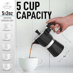 Zulay Classic Italian Style 6 Espresso Cup Moka Pot, Classic Stovetop Espresso Maker for Great Flavored Strong Espresso, Makes Delicious Coffee, Easy to Operate & Quick Cleanup Pot (Dark Gray)