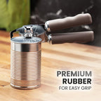 Zulay Kitchen Heavy Duty Stainless Steel Can Opener Manual with Bottle Opener - Rust Proof Manual Can Opener With Turn Knob & Comfy Soft Grip Handles - Brown
