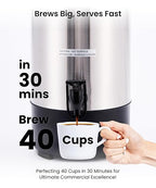 SYBO 6L Commercial Coffee Maker, Stainless Steel Coffee Urn With Cool-Touch Handles, Electric Coffee Pot Hot Beverage Dispenser, Quick-Brewing Coffee Urn, For Events,Party & Catering - 45 Cup