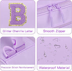Initial Insulated Lunch Bag for Girls Kids, Back to School Gift, Reusable Leak-proof Lunch Box with Adjustable Strap for School Daycare Travel Picnic (Purple,B)