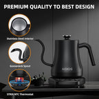 Gooseneck Electric Kettle with ±1℉ Temperature Control, KOIOS 1200W Quick Heating Gooseneck Kettle for Pour Over Coffee & Tea, 2 hours Temp Hold, Auto Shut-Off & Boil-Dry Protection, Matte Black