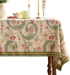 patdrea Designer Linen Small Green Square Tablecloth,Leaves Pattern Floral Durable Vintage Table Cloth,Decoration Table Cover for Kitchen Dining Christmas,Thanksgiving,Tea Party,55"x55"-Cecilia a