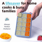2 Tbsp Silicone Freezer Molds - Perfect for Storing Garlic, Herbs, Ginger, Pesto, Tomato Paste, Lemon Juice, Purees and More - Silicone Food Freezer Tray (Blue 4 Pack)