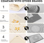 Ourokhome Silicone Baking Mat Sheet and Pastry Dough Cutter, 0.5 Inch Thick 20'' X 16" BPA free Silicone Rolling Mat, Non-Stick and Anti-Slip, Dishwasher Safe (Beige)