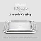SYAINN Non-stick Ceramic Baking Sheet Set, Pack of 3 - Aluminum Steel Cookie Sheets for Baking - Includes Half/Quarter/Jelly Roll Pans - Warp Resistant, Toxic, PTFE & PFOA Free - Sliver