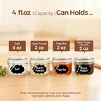 ComSaf 4oz Small Airtight Glass Jars Set of 6 with Lids Food Storage Jar Round, Mason Jar, Mini Storage Container with Clear Preserving Seal Wire Clip Fastening for Kitchen Canning, Jam, Spice, Honey