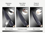 Stainless Steel Chef Knife Set, 6 Piece - Includes 8" Chef, 8" Bread, 7" Santoku, 5" Utility, 8" Carving & 3.5" Paring Knives (Black)