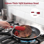 480ºF Heat Resistant Kitchen Tong: U-Taste 7 inch Silicone Cooking Tong with Firm Sealed Non Stick Rubber Tips & Silicon Coated 18/8 Stainless Steel Handle & Smooth Locking for Serving Salad (Red)