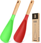 Cooking Spoon for Nonstick Cookwares, Great for Cooking and Serving Sturdy BPA-Free Matte Silicone, Wood Handle Spoon for Mixing, Scoop, and Scrape (AGR, 11.4 inch)