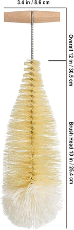 Redecker Tampico Fiber and Wool Soda Stream Bottle Brush with Beechwood Handle, Unique Teardrop Shape Easily Cleans Bottles, Jars and Specialty Glassware, 12-inches, Made in Germany