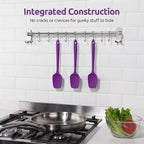 U-Taste Silicone Spoon Spatula Set, 600ºF High Heat Resistant Food Grade Flexible Rubber Scraper, Integrated Cooking Mixing Baking Kitchen Utensils Set of 3 for Nonstick Cookware (Purple)