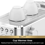 CHULUX Slim Espresso Machine with Milk Frother Steam Wand, 20 Bar Professional Italian Pump Espresso Coffee Machine for Home Cappuccino & Latte Maker, Silver