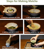 Matcha Whisk Set,Matcha Set,Matcha Kit,Matcha Bowl with Spout,Scoop,Sifter,Bamboo Whisk,Chasen Holder,Unique Gifts for Women Grifend,Gifts for Christmas, Birthday,Halloween