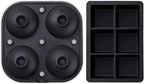 Samuelworld Large Silicone Premium Ice Trays, 2 Inches Big Cubes & 2.5 Inches Sphere Ice Molds - BPA Free, Craft Ice Maker for Gifting, Easy Release - Black(With Ice Bag)