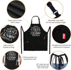 Funny Grilling Aprons for Men - BBQ Cooking Apron with 2 Pockets, Adjustable Neck Strap and 40" Long Ties - That's What I Do I Grill and I Know Things