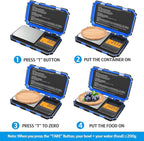 (Upgradaed) Digital Mini Scale, 200g /0.01g Pocket Scale, 50g Calibration Weight, Electronic Smart Scale, 6 Units, LCD Backlit Display, Tare, Auto Off, Stainless Steel (Battery Included)