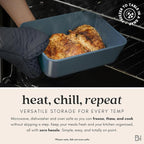 Ceramic Coated Glass Food Storage Container | No PTFE, PFOA, PFAS, and BPA | Reusable Non Toxic Meal Prep Container with Glass Lid | Easy To Store | 6 Cup Rectangle [Dusk]